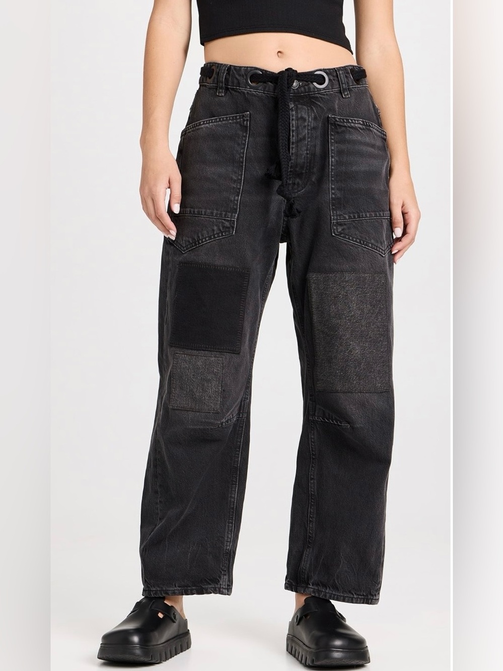 Free People We The Free Moxie Low Slung Jeans Wide Leg Barrel Leg Black Size 27 - Picture 2 of 6